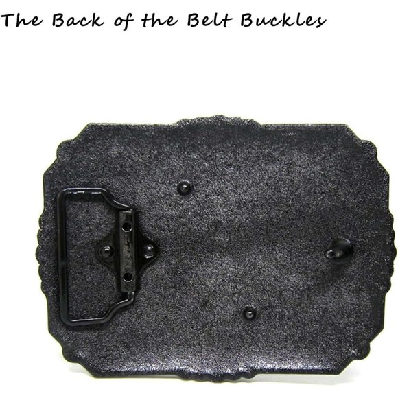 Man Silver Cowboy Rodeo Running Horse Antique Floral Engraved Rope Belt Buckle - Picture 5 of 7